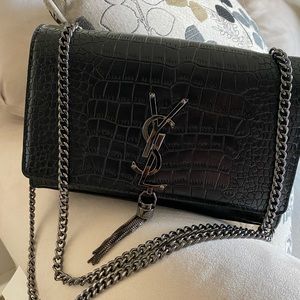 Black crocodile print purse